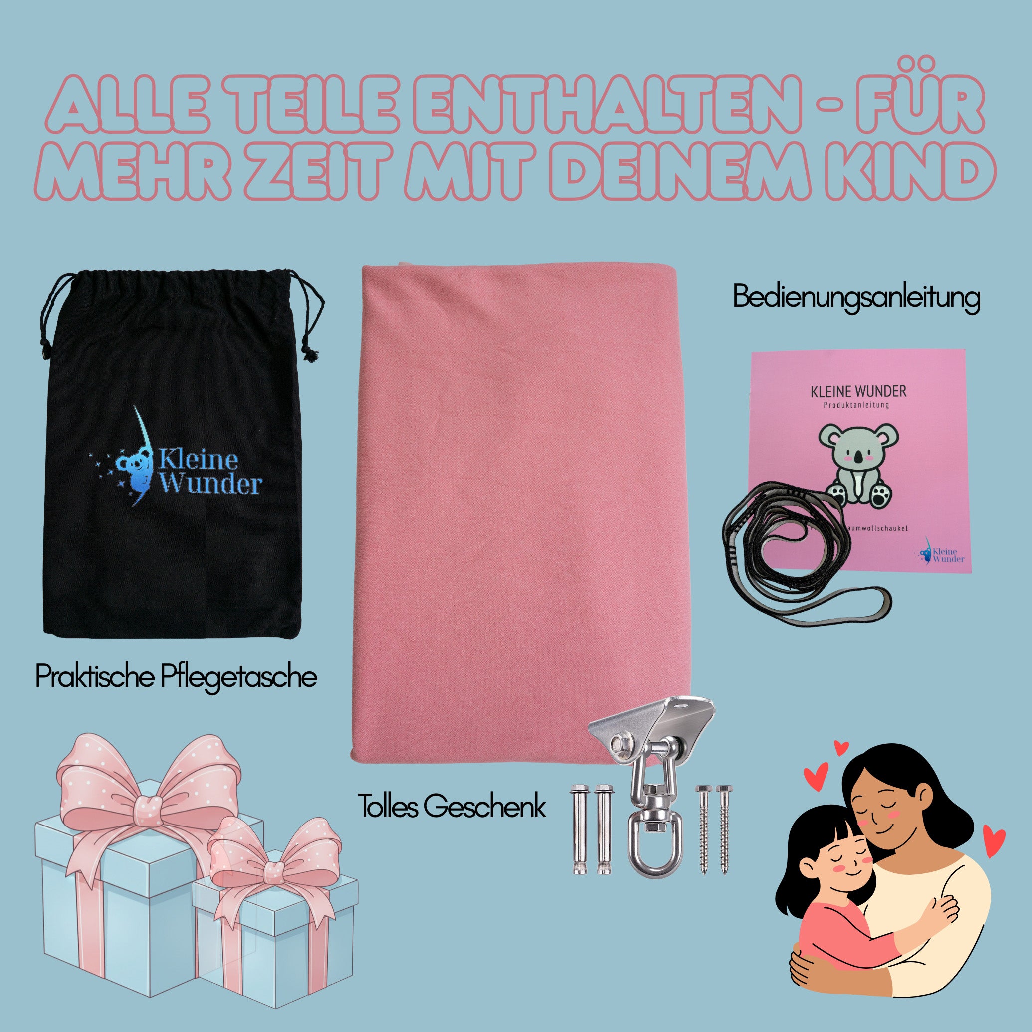 ®HappyHoppers Therapieschaukel aus Baumwollfleece in Blau