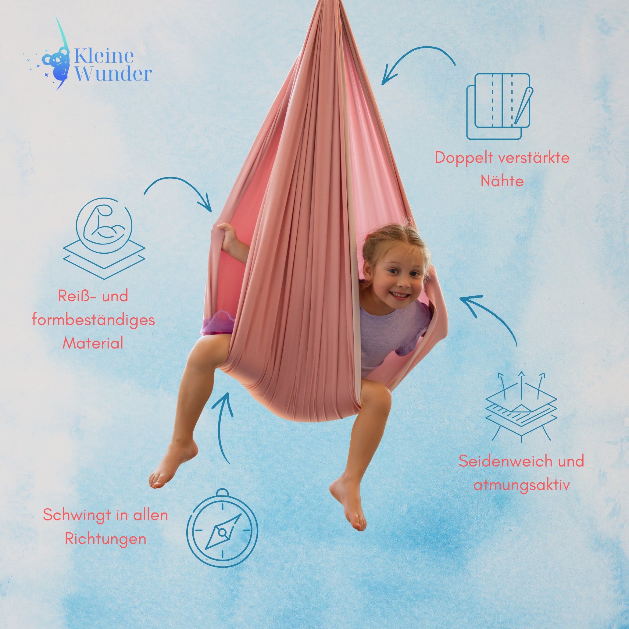 ®HappyHoppers Therapieschaukel aus Baumwollfleece in Blau