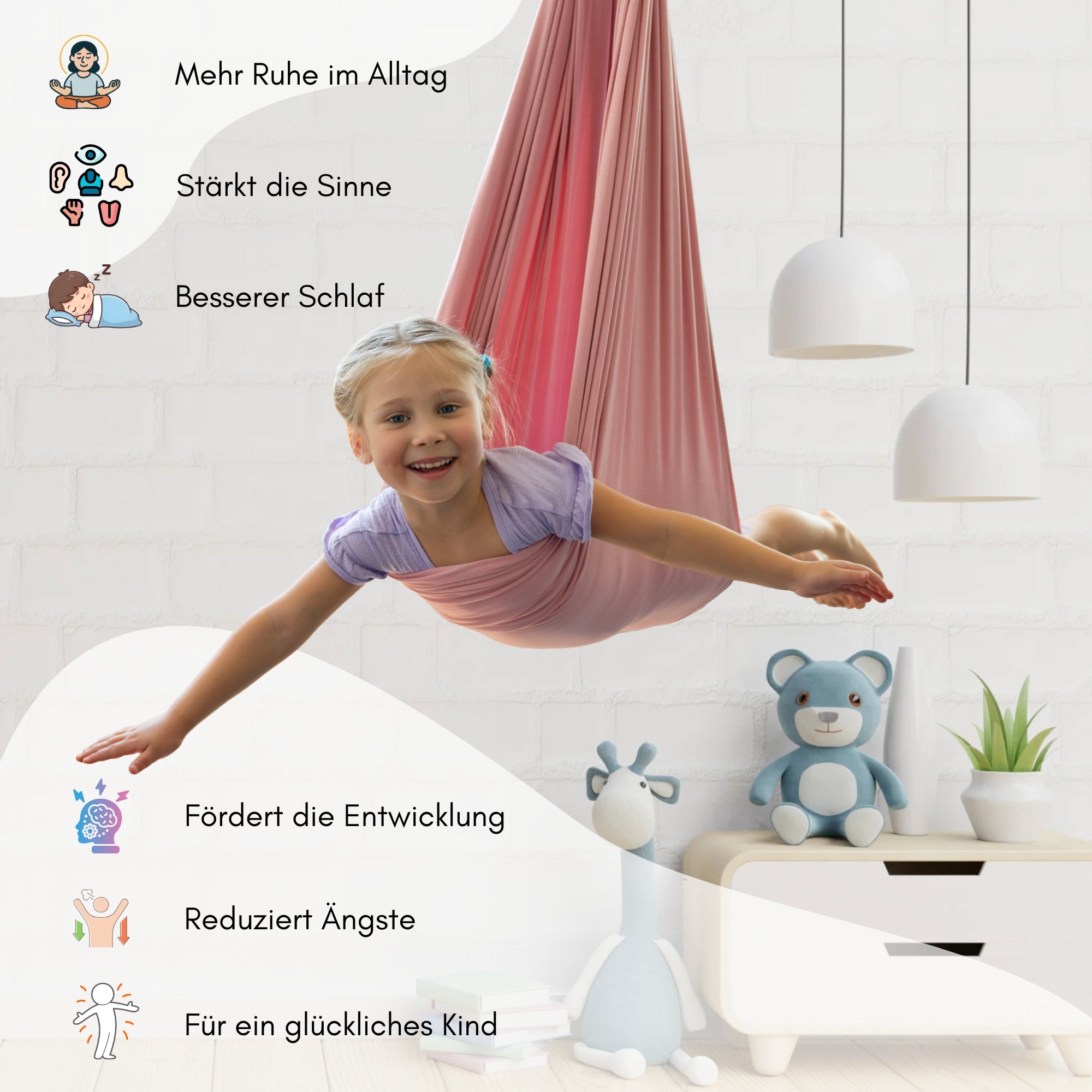®HappyHoppers Therapieschaukel aus Baumwollfleece in Blau